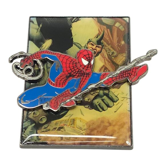 Universal Studios Pin Trading 2008 Spider-Man VS Rhino Enamel 3-D Pin Pinback - Picture 5 of 12